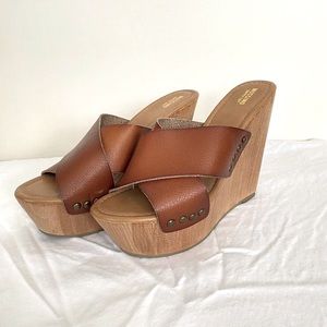 Cognac Brown Wedge Sandals | Mossimo | Never Worn